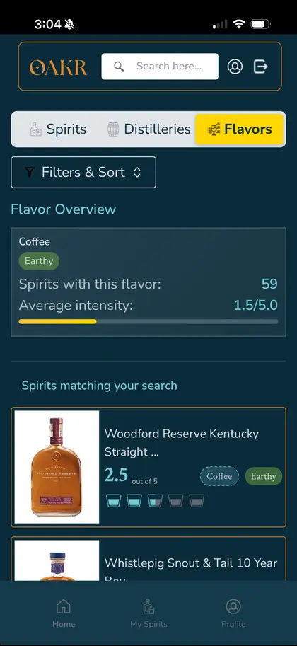 Flavor search for coffee notes